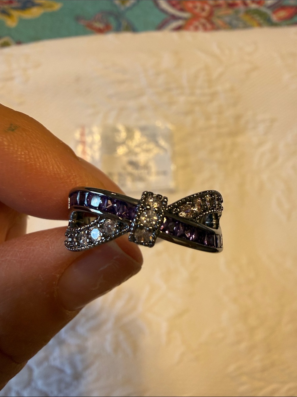 Bomb Party Top It With a Bow Ring Dark Purple Topaz Size 8 RG15417